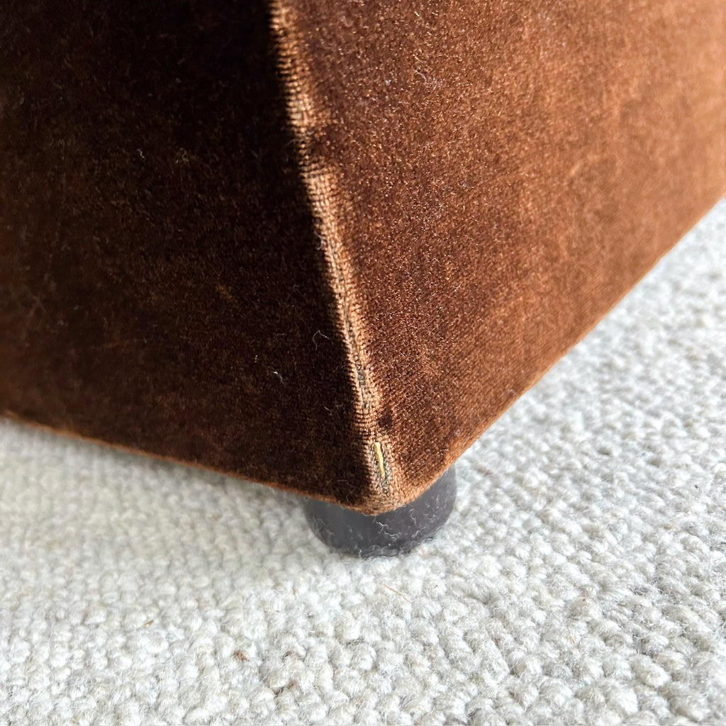 BROWN VELVET FOOTSTOOL - HEY JUDE WORKSHOP • Vintage furniture & objects Melbourne