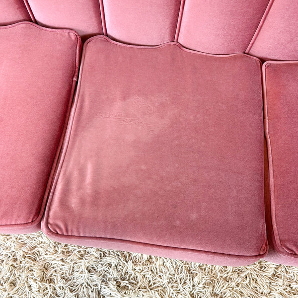 PINK VELOUR THREE SEATER SOFA