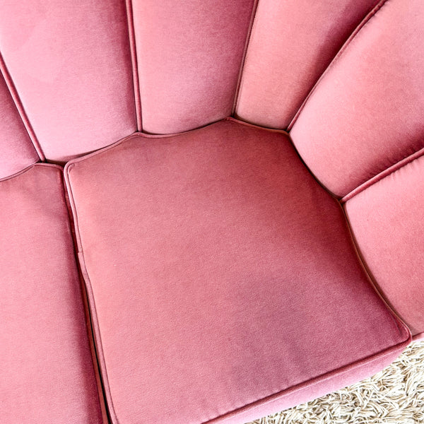 PINK VELOUR THREE SEATER SOFA