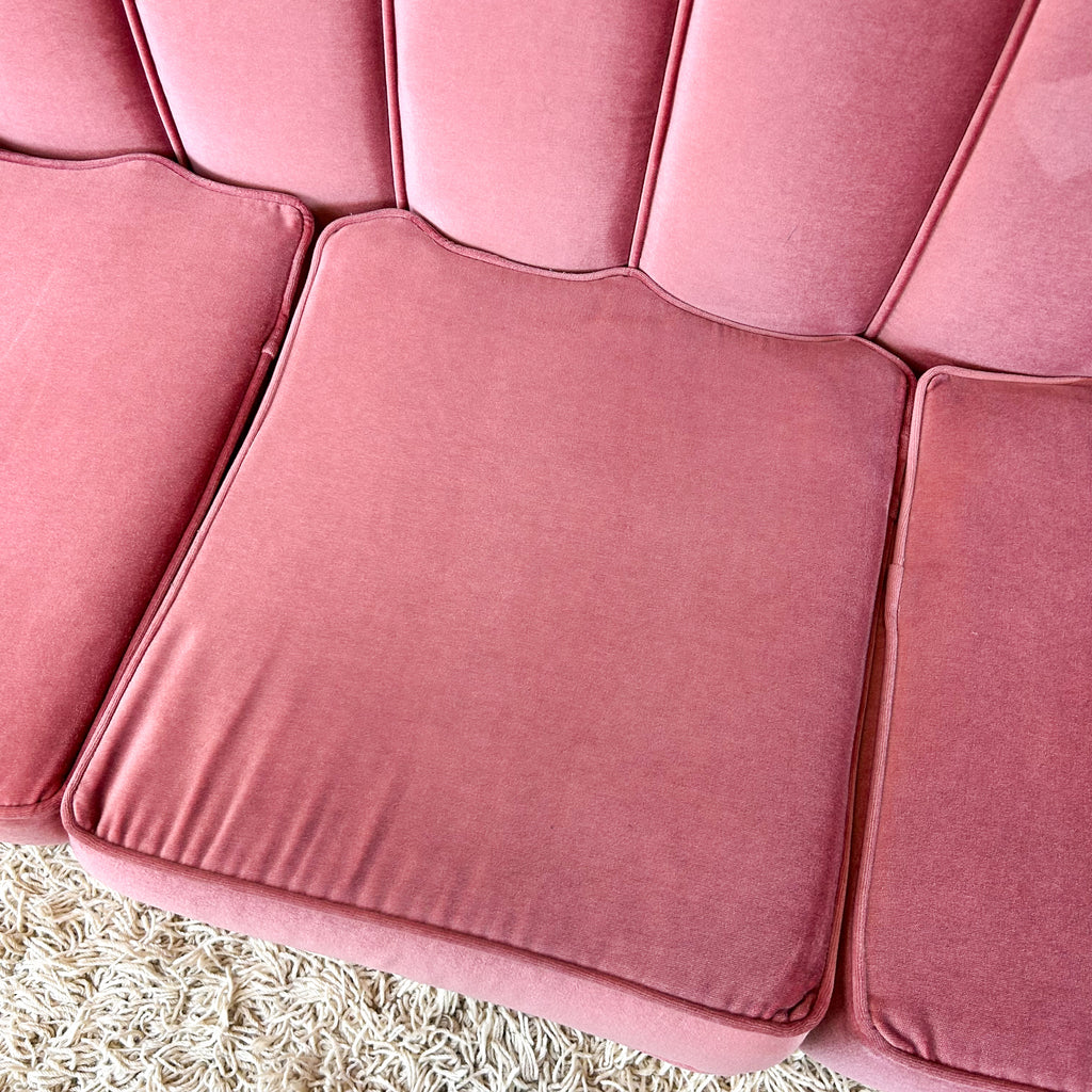 PINK VELOUR THREE SEATER SOFA