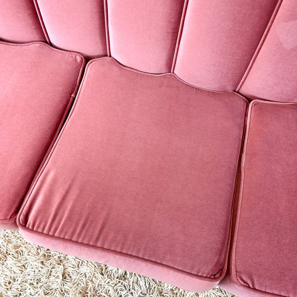 PINK VELOUR THREE SEATER SOFA