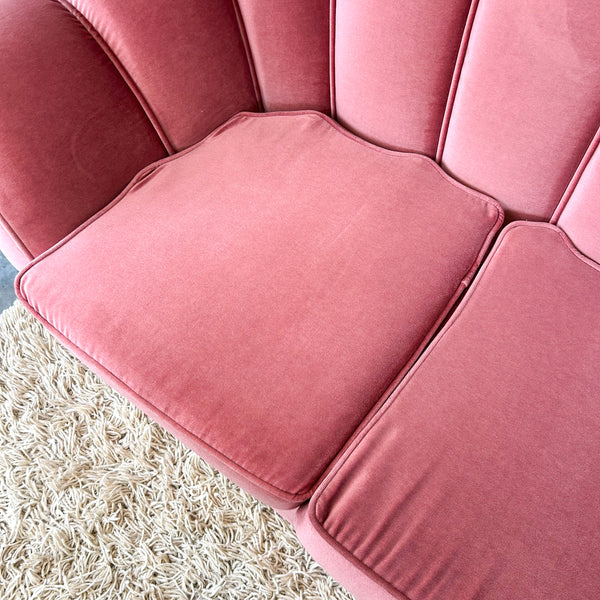 PINK VELOUR THREE SEATER SOFA