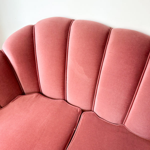 PINK VELOUR THREE SEATER SOFA