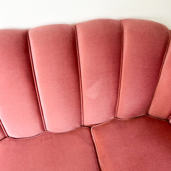 PINK VELOUR THREE SEATER SOFA