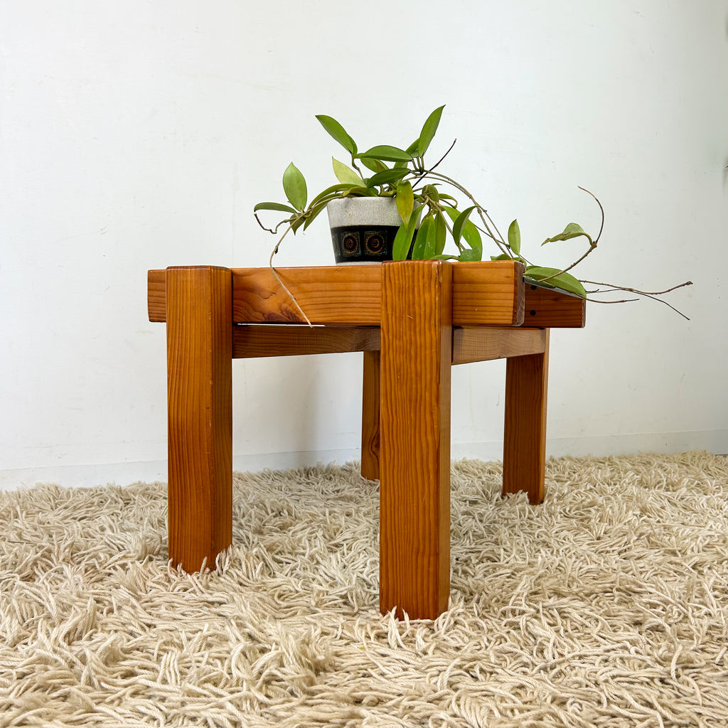 CHUNKY PINE & SMOKY GLASS COFFEE TABLE - HEY JUDE WORKSHOP • Vintage furniture & objects Melbourne