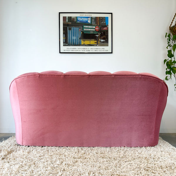 PINK VELOUR THREE SEATER SOFA