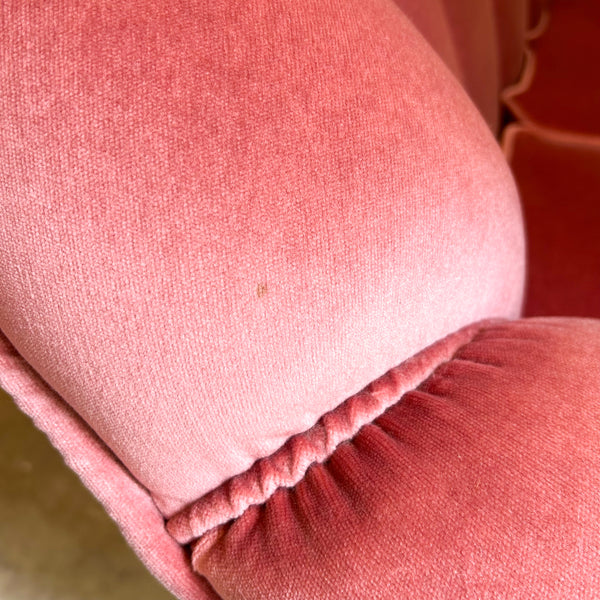 PINK VELOUR THREE SEATER SOFA