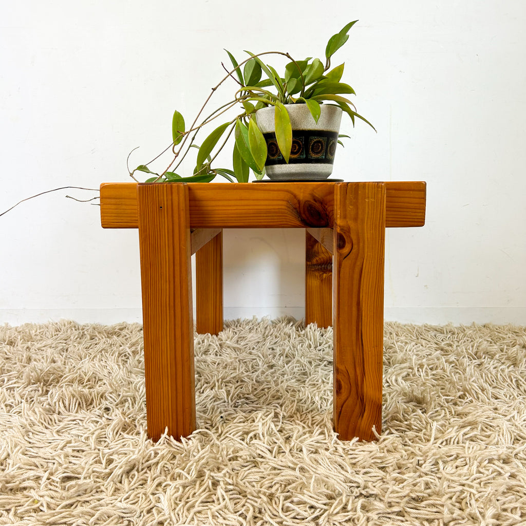 CHUNKY PINE & SMOKY GLASS COFFEE TABLE - HEY JUDE WORKSHOP • Vintage furniture & objects Melbourne