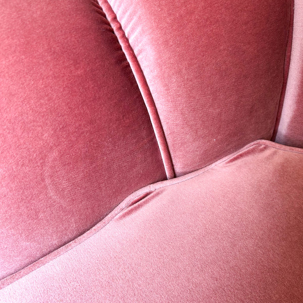 PINK VELOUR THREE SEATER SOFA