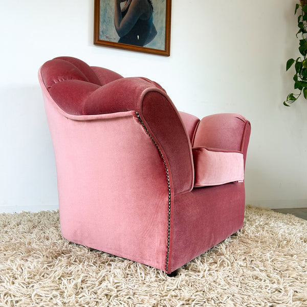 PINK VELOUR ARMCHAIR #1
