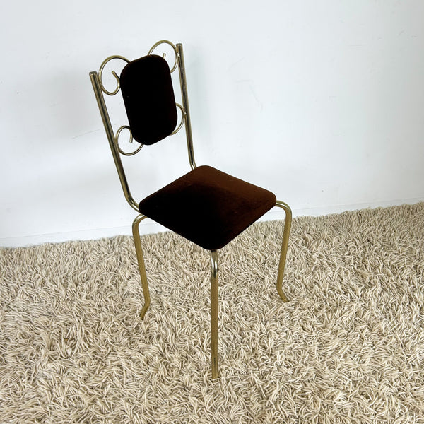 BROWN VELVET BOUDOIR CHAIR