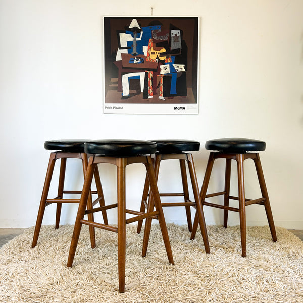 BLACK VINYL SWIVEL BAR STOOLS - HEY JUDE WORKSHOP • Vintage furniture & objects Melbourne