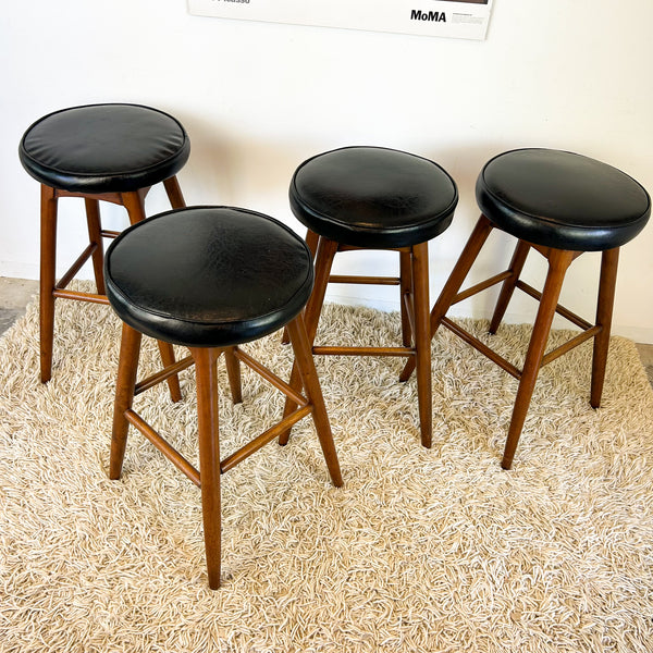 BLACK VINYL SWIVEL BAR STOOLS - HEY JUDE WORKSHOP • Vintage furniture & objects Melbourne
