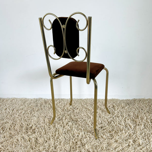 BROWN VELVET BOUDOIR CHAIR