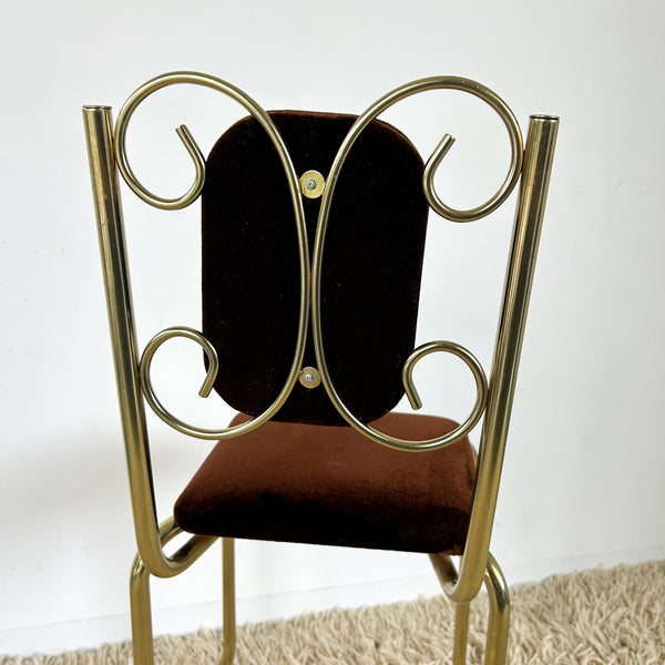 BROWN VELVET BOUDOIR CHAIR