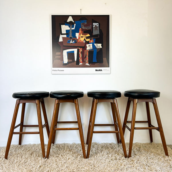 BLACK VINYL SWIVEL BAR STOOLS - HEY JUDE WORKSHOP • Vintage furniture & objects Melbourne