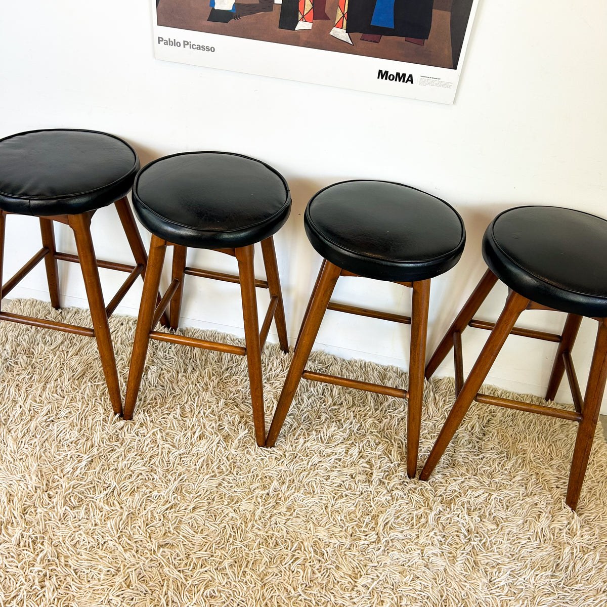 BLACK VINYL SWIVEL BAR STOOLS - HEY JUDE WORKSHOP • Vintage furniture & objects Melbourne