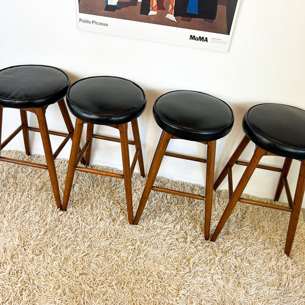 BLACK VINYL SWIVEL BAR STOOLS - HEY JUDE WORKSHOP • Vintage furniture & objects Melbourne