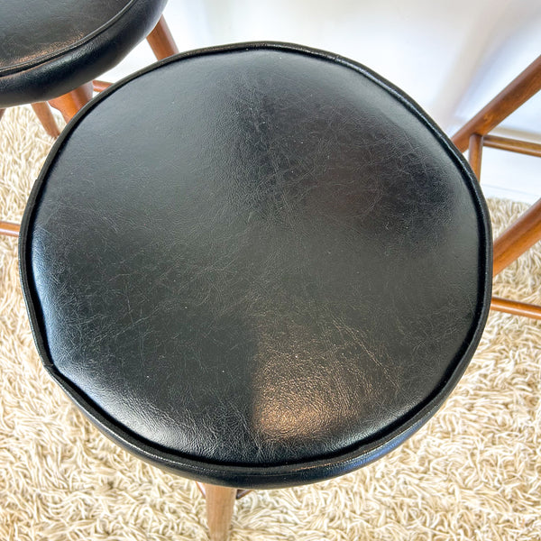 BLACK VINYL SWIVEL BAR STOOLS - HEY JUDE WORKSHOP • Vintage furniture & objects Melbourne