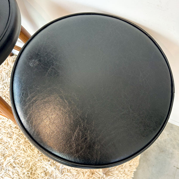 BLACK VINYL SWIVEL BAR STOOLS - HEY JUDE WORKSHOP • Vintage furniture & objects Melbourne