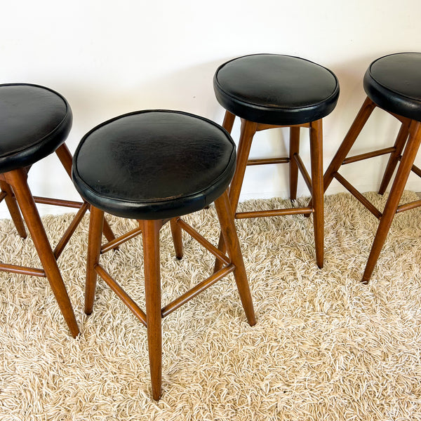 BLACK VINYL SWIVEL BAR STOOLS - HEY JUDE WORKSHOP • Vintage furniture & objects Melbourne