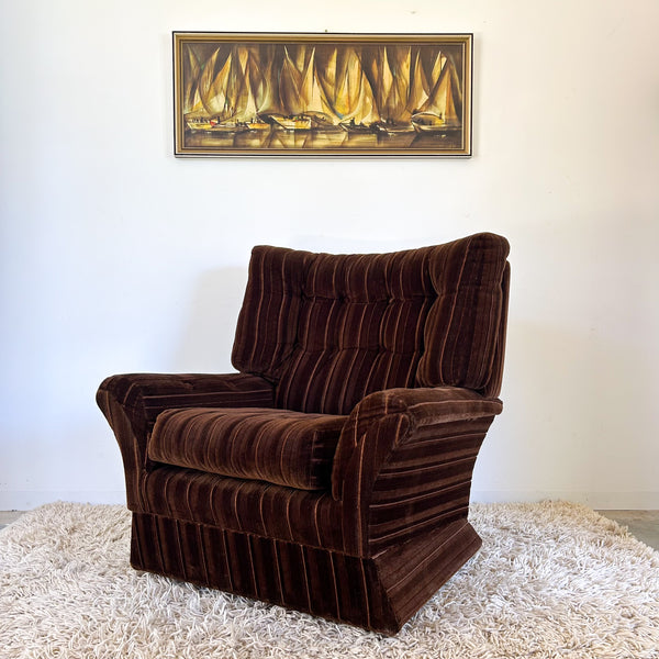 BROWN VELOUR ARMCHAIRS