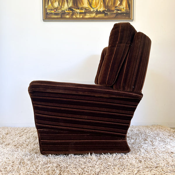 BROWN VELOUR ARMCHAIRS