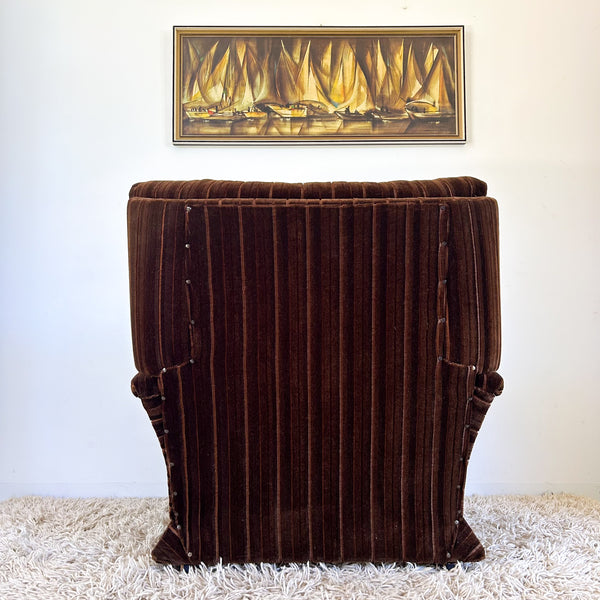 BROWN VELOUR ARMCHAIRS