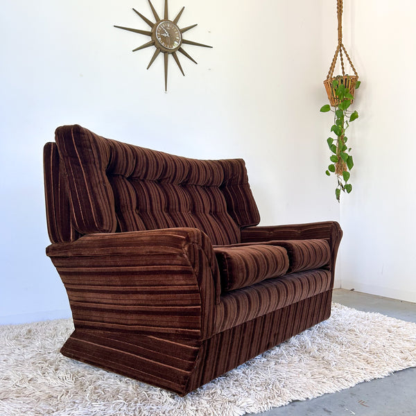 BROWN VELOUR SOFA