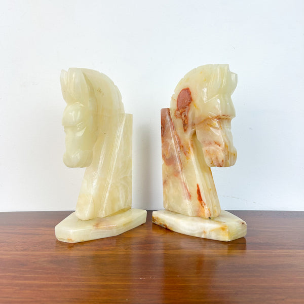 ONYX HORSE HEAD BOOKENDS