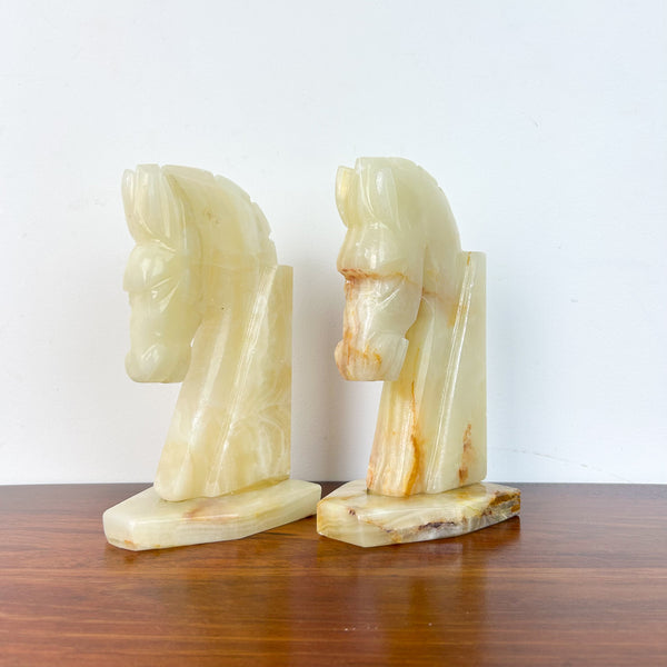 ONYX HORSE HEAD BOOKENDS