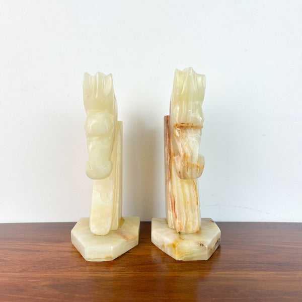 ONYX HORSE HEAD BOOKENDS