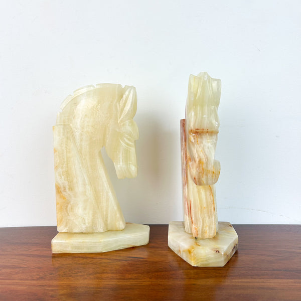 ONYX HORSE HEAD BOOKENDS