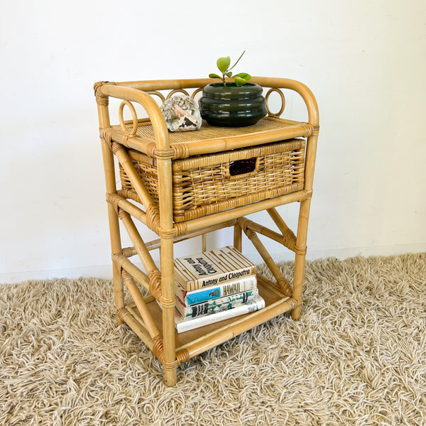 CANE BASKET SIDE TABLE - HEY JUDE WORKSHOP • Vintage furniture & objects Melbourne