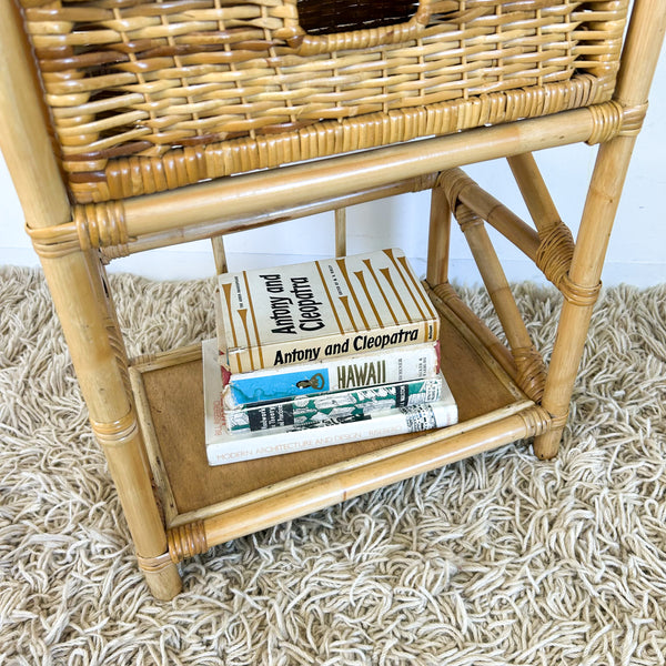 CANE BASKET SIDE TABLE - HEY JUDE WORKSHOP • Vintage furniture & objects Melbourne
