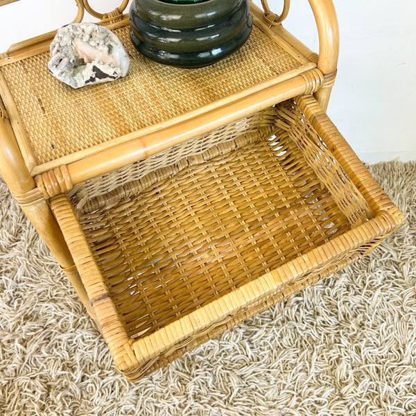 CANE BASKET SIDE TABLE - HEY JUDE WORKSHOP • Vintage furniture & objects Melbourne