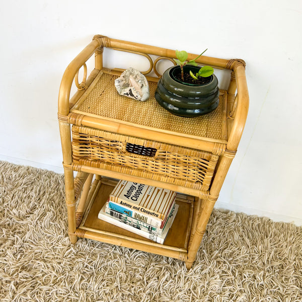 CANE BASKET SIDE TABLE - HEY JUDE WORKSHOP • Vintage furniture & objects Melbourne