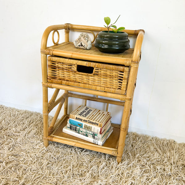 CANE BASKET SIDE TABLE - HEY JUDE WORKSHOP • Vintage furniture & objects Melbourne