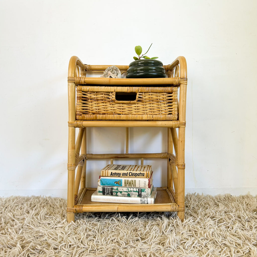 CANE BASKET SIDE TABLE - HEY JUDE WORKSHOP • Vintage furniture & objects Melbourne