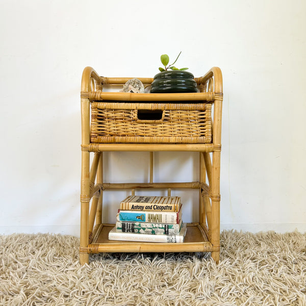 CANE BASKET SIDE TABLE - HEY JUDE WORKSHOP • Vintage furniture & objects Melbourne