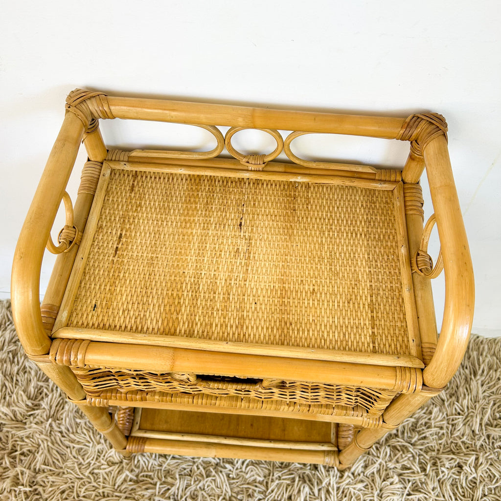 CANE BASKET SIDE TABLE - HEY JUDE WORKSHOP • Vintage furniture & objects Melbourne