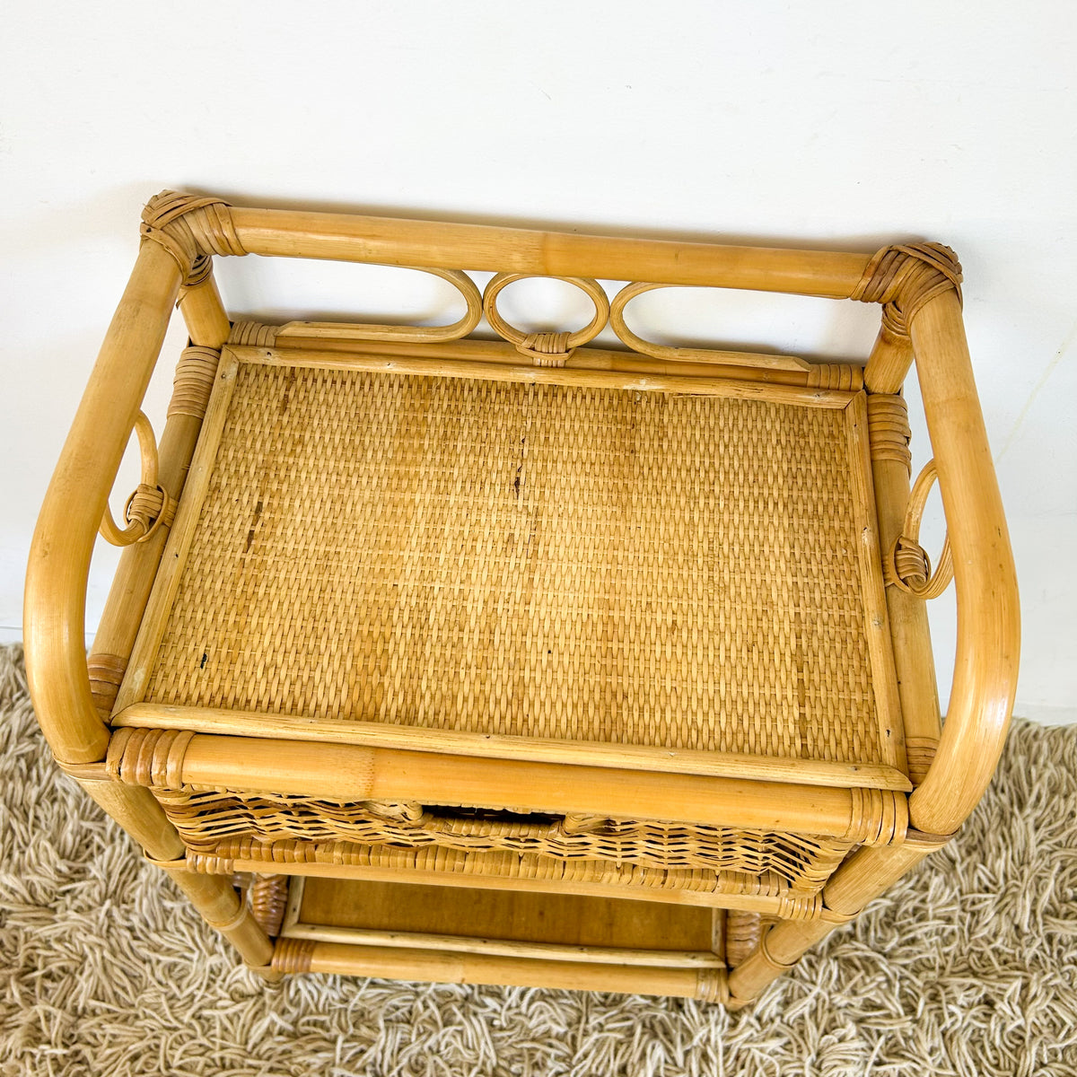 CANE BASKET SIDE TABLE - HEY JUDE WORKSHOP • Vintage furniture & objects Melbourne