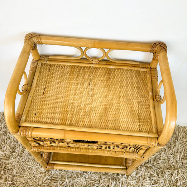 CANE BASKET SIDE TABLE - HEY JUDE WORKSHOP • Vintage furniture & objects Melbourne