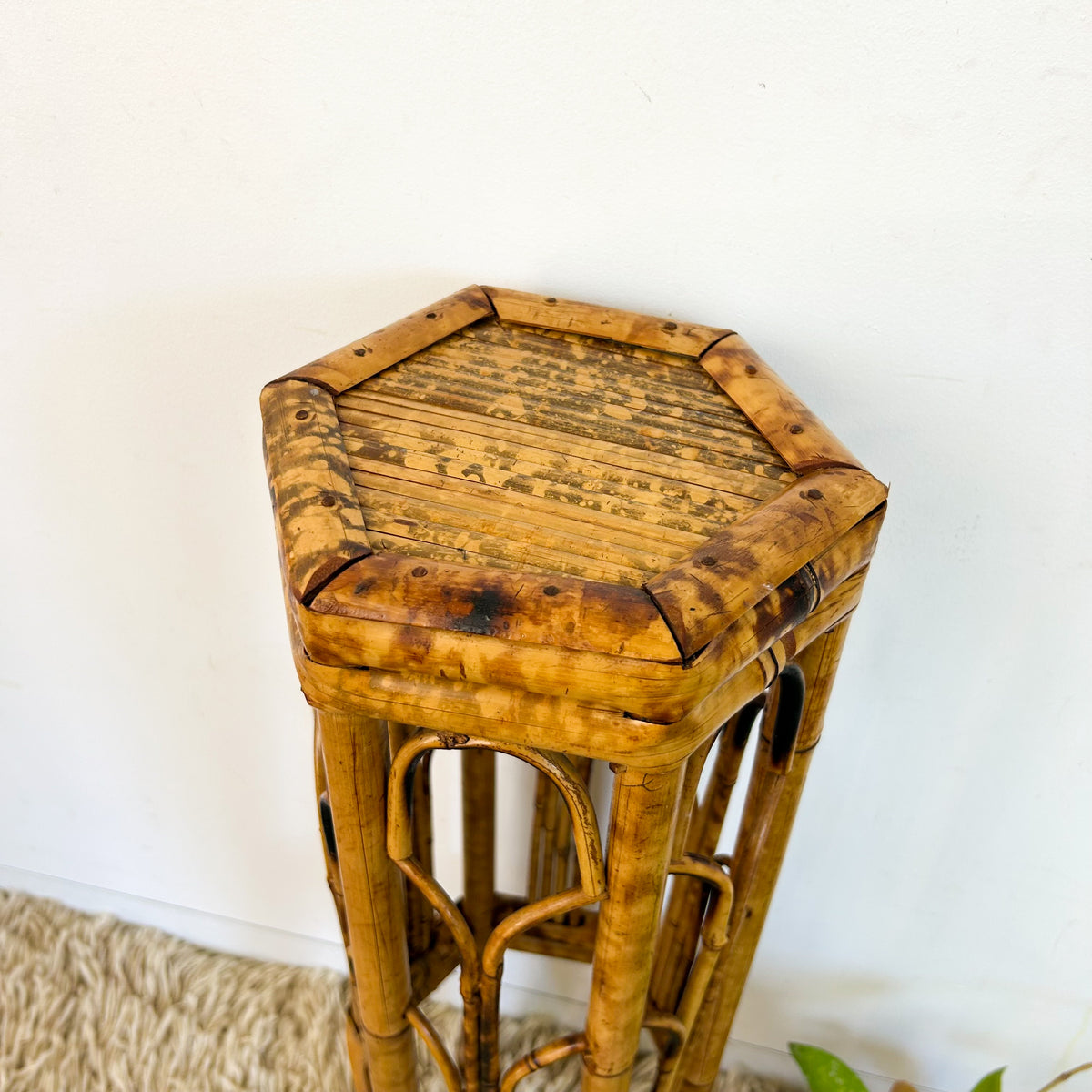 TORTOISESHELL CANE PLANT STAND - HEY JUDE WORKSHOP • Vintage furniture & objects Melbourne