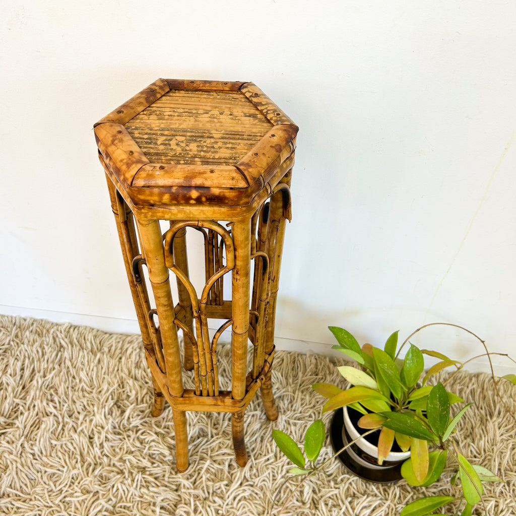 TORTOISESHELL CANE PLANT STAND - HEY JUDE WORKSHOP • Vintage furniture & objects Melbourne