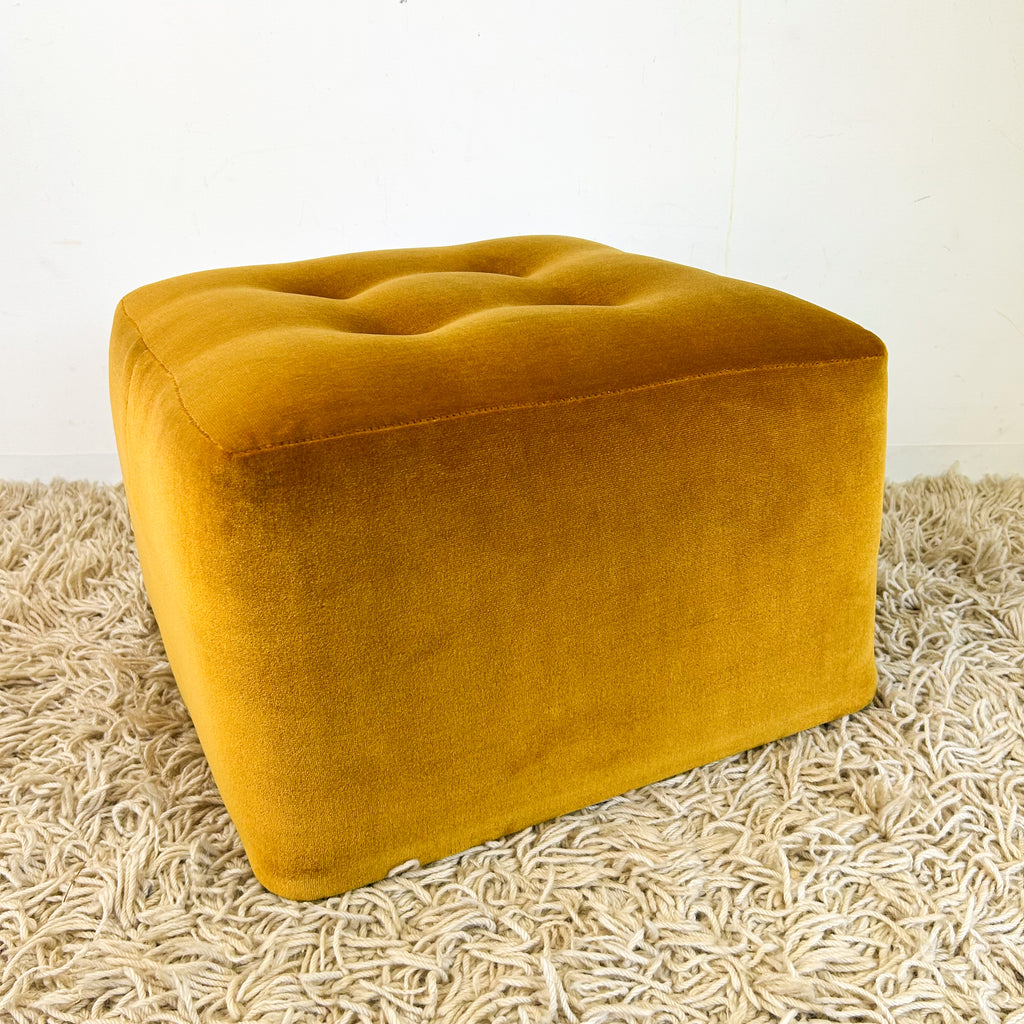 MUSTARD VELOUR FOOTSTOOL