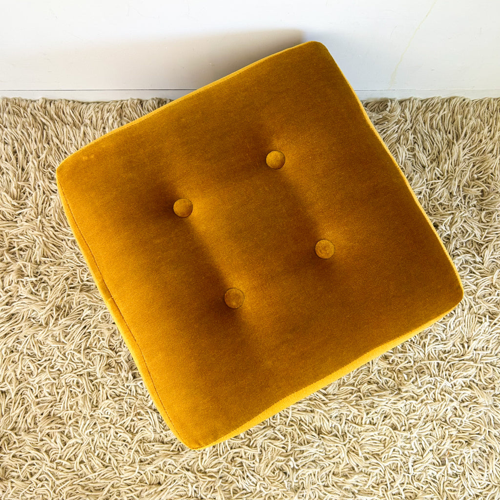 MUSTARD VELOUR FOOTSTOOL