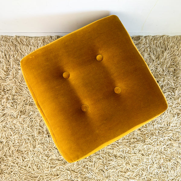 MUSTARD VELOUR FOOTSTOOL