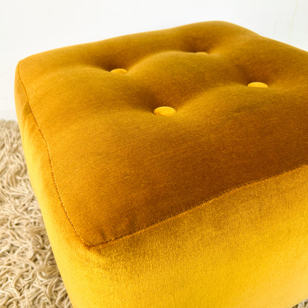 MUSTARD VELOUR FOOTSTOOL