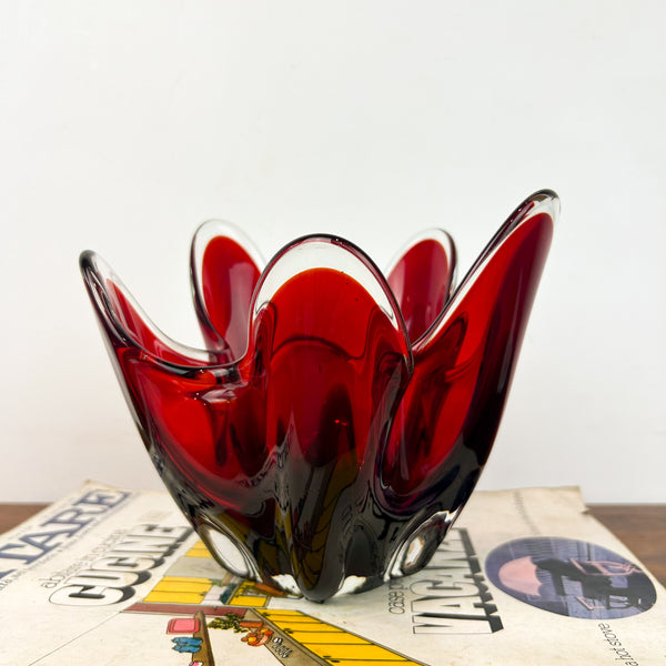 RUBY RED HANDKERCHIEF BOWL - HEY JUDE WORKSHOP • Vintage furniture & objects Melbourne